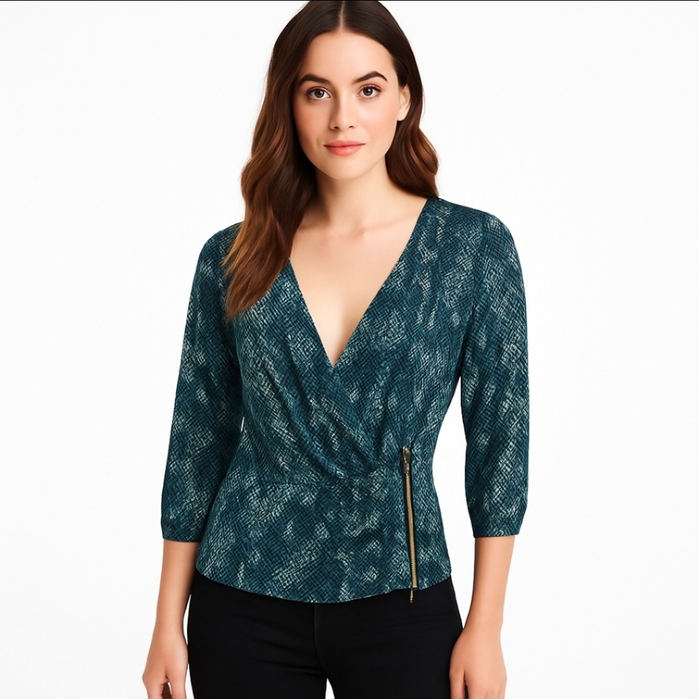 Nicki Minaj Green Snakeskin Design Chic Wrap Top Sz XL
